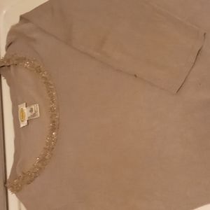 Talbots grey shirt with sequin collar
